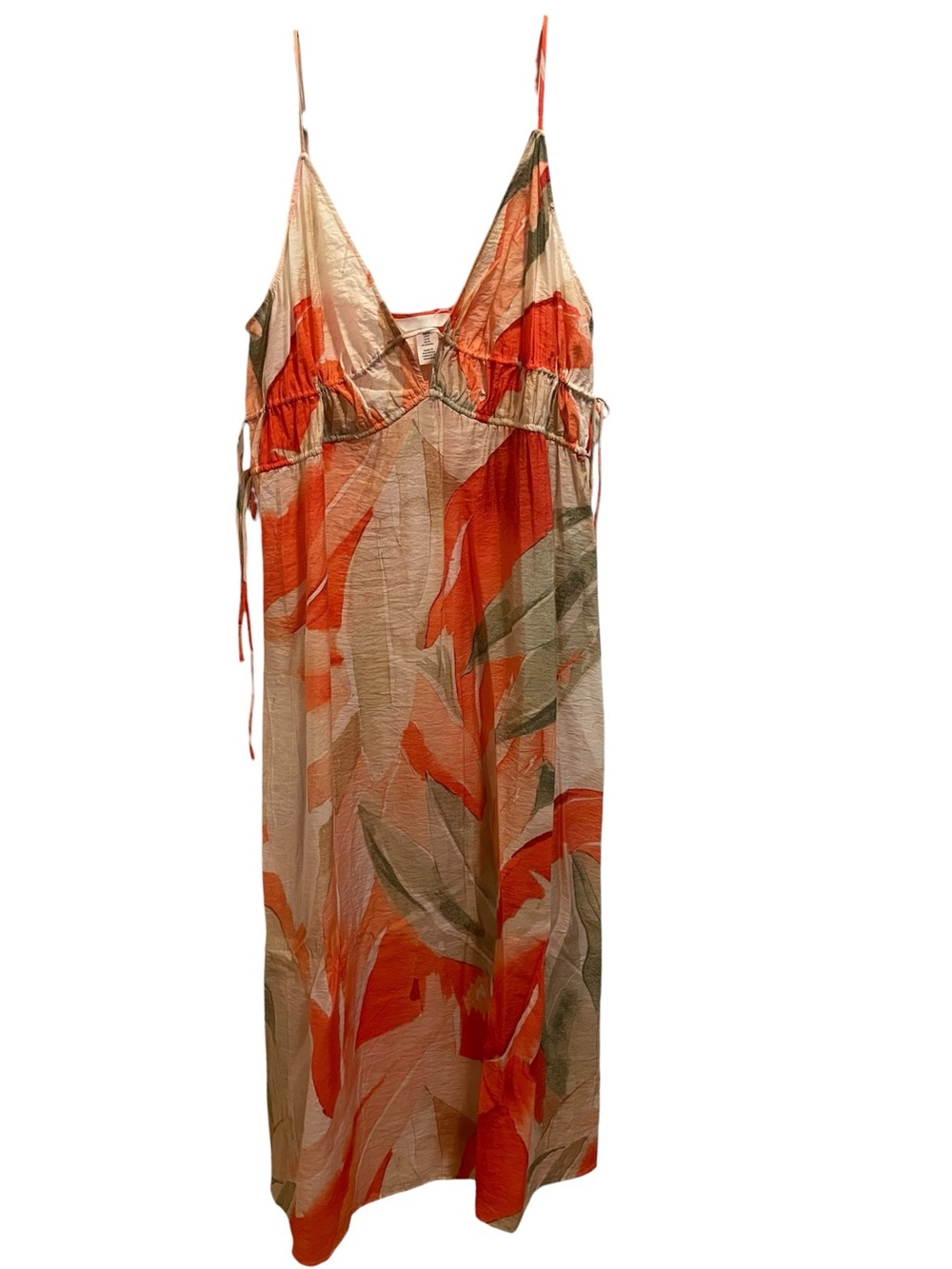 H&M Orange and Green Floral Slip Dress